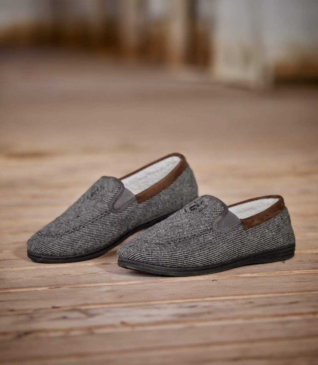 Mocassins d’Intérieur Élastiqués Fourrés Sherpa