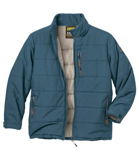 Men's Green Padded Jacket - Water-Repellent - Detachable Hood 