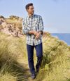 Men's Cream Checked Poplin Shirt Atlas For Men
