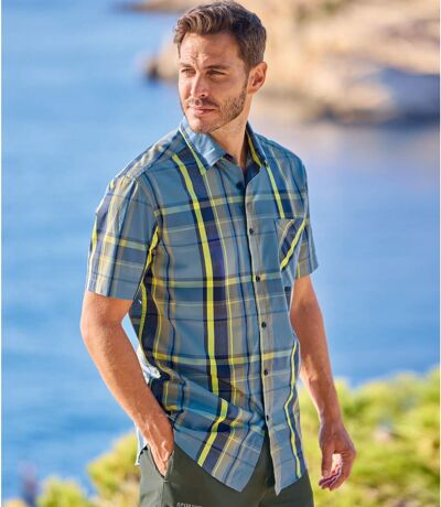 Men's Blue Comfortable Checked Shirt