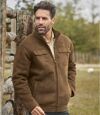 Men's Sherpa-Lined Faux-Suede Jacket - Water-Repellent - Full Zip - Camel Atlas For Men