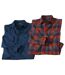 Pack of 2 Men's Mountain Passion Flannel Shirts - Navy Red