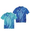 Pack of 2 Men's Summer T-Shirts - Blue Turquoise Atlas For Men