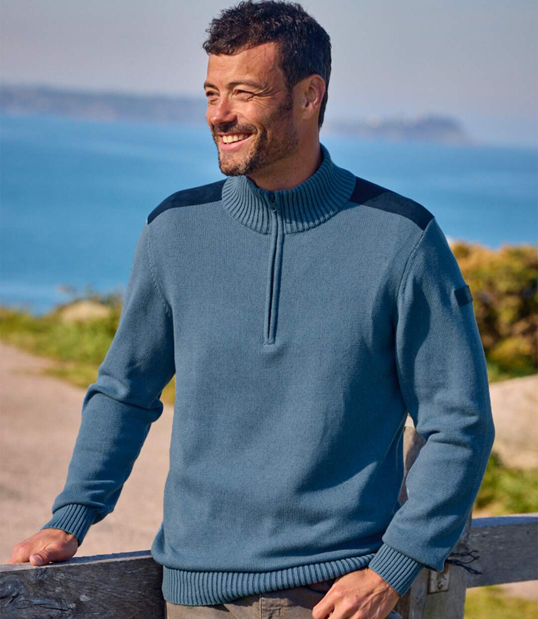 Pull Camionneur en Coton Bleu-3