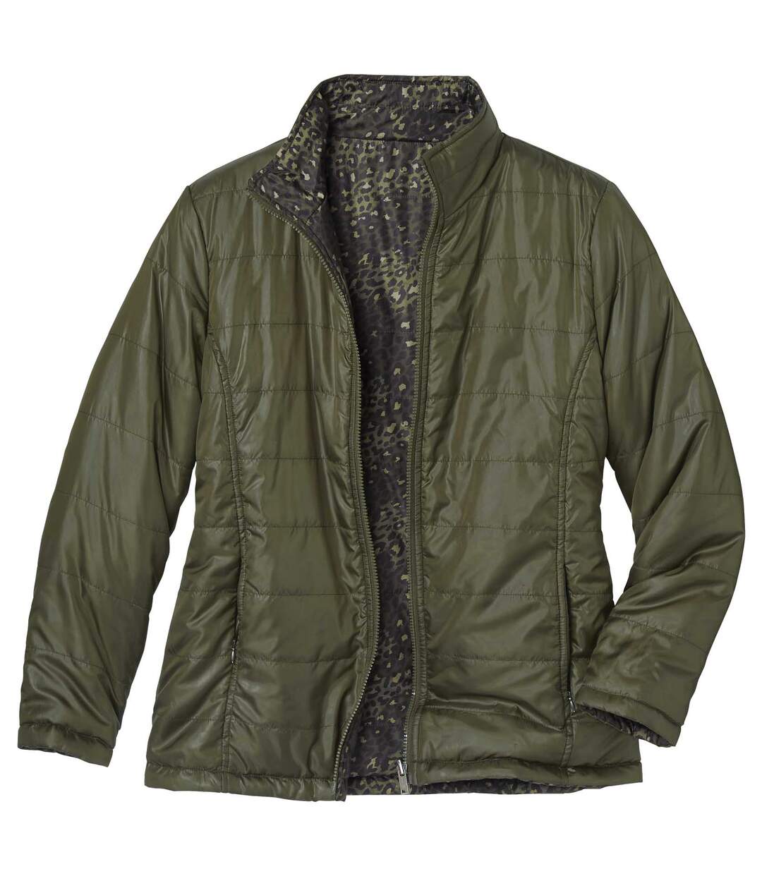 Kifordítható khaki kabát leopárdmintával Atlas For Men