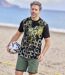 Pack of 2 Men's Printed T-Shirts - Khaki Black-3