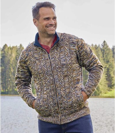 Men's Brown Mottled Knitted Jacket