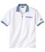 Men's Zip-Up Polo Shirt - White Blue