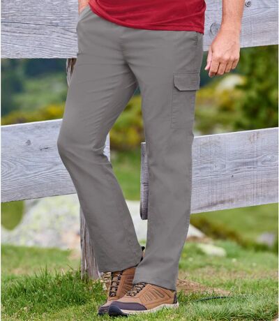 Men's Grey Cargo Trousers - Elasticated Waistband