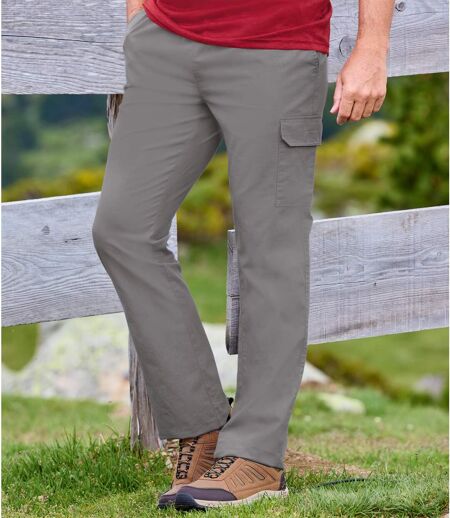 Men's Grey Cargo Trousers - Elasticated Waistband