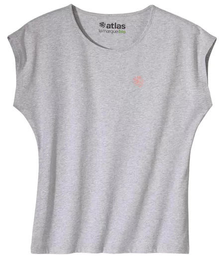 Le Tee-Shirt Femme Sans Manches Coton Bio Gris Chiné