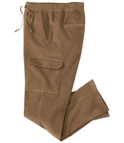 Men's Beige Corduroy Cargo Pants 