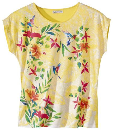 Women's Yellow Printed T-Shirt