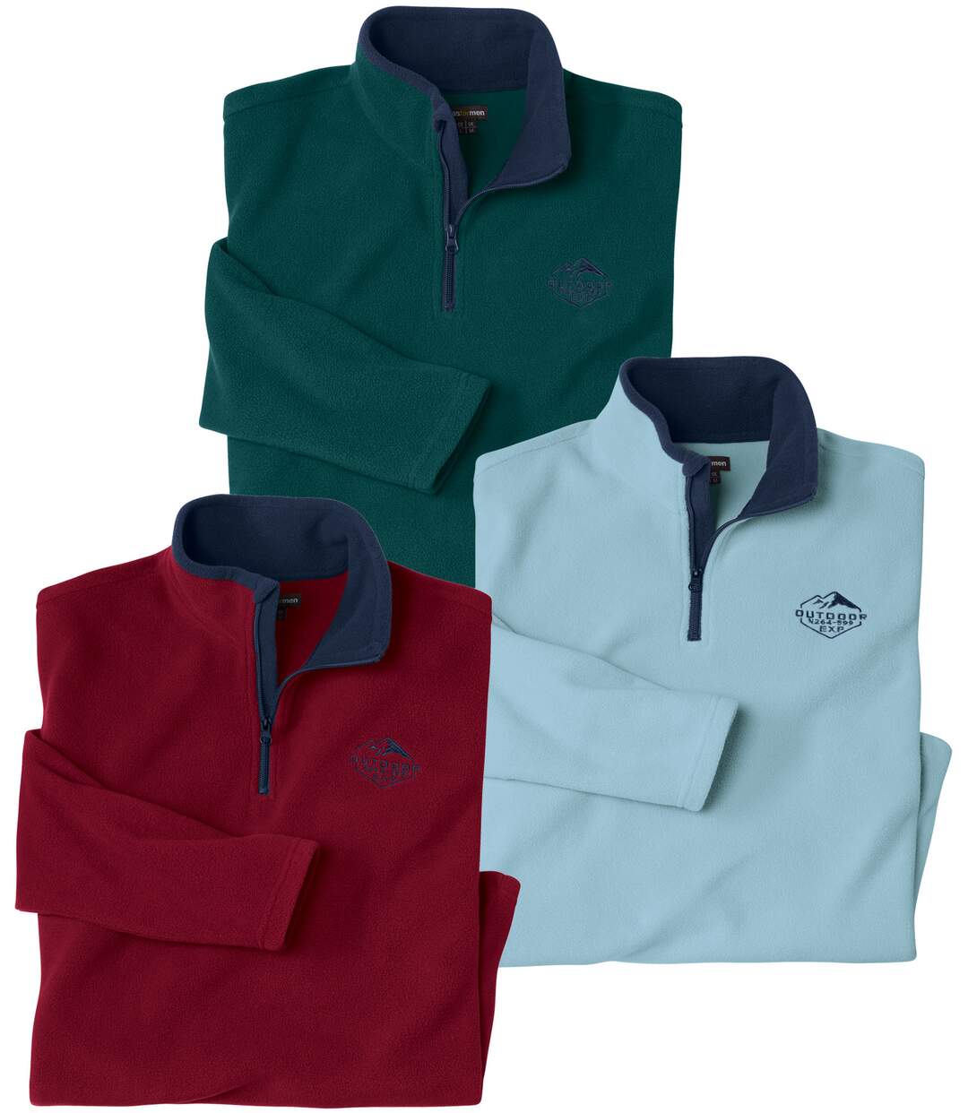 Set van 3 microfleece truien met ritskraag-1