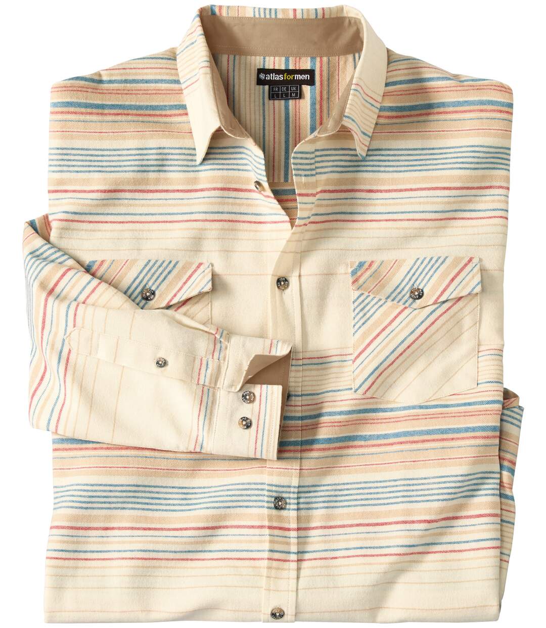 Chemise rayée en flanelle homme - beige