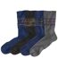 Pack of 4 Men's Pairs of Patterned Socks - Navy Black Gray