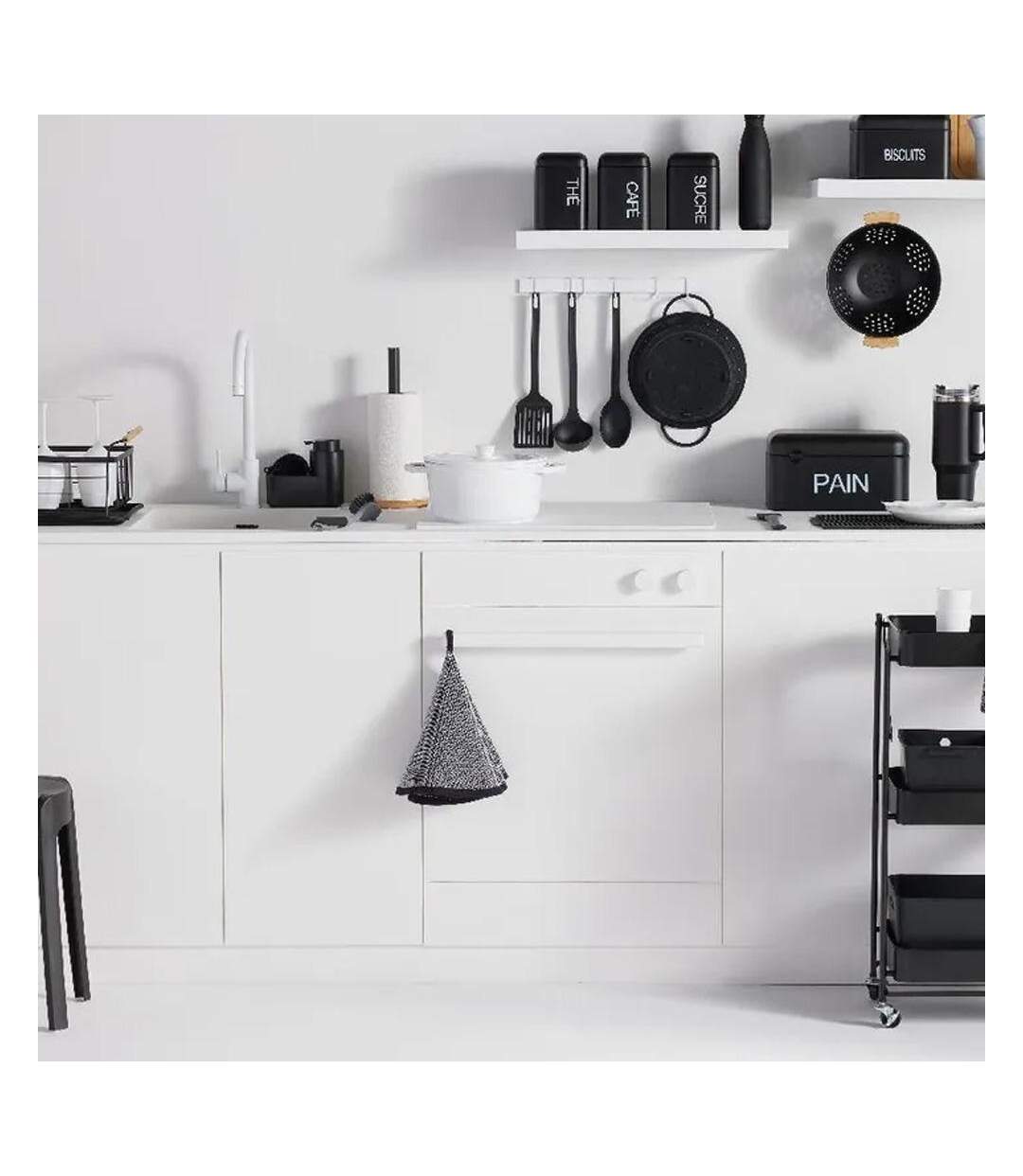 Torchon noir/blanc 60cm-2