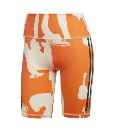 Womens/ladies Thebe Magugu Striped Cycling Shorts Orange Beige Adidas