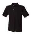 Henbury Mens Classic Plain Polo Shirt With Stand Up Collar (Black)