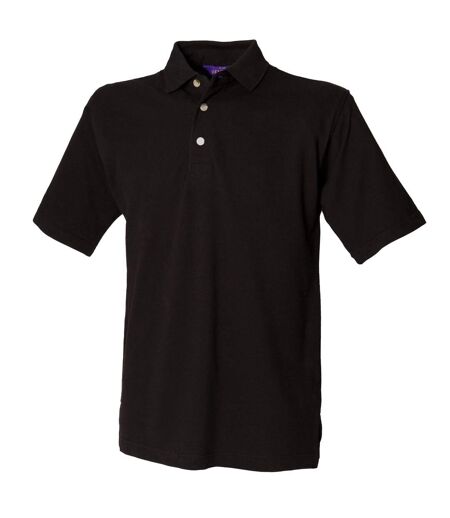 Henbury Mens Classic Plain Polo Shirt With Stand Up Collar (Black) - UTRW617