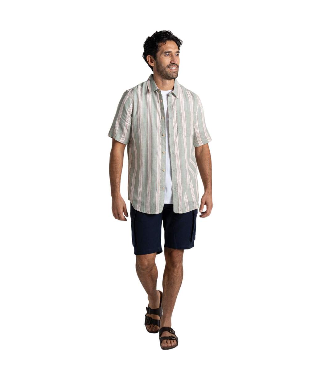 Mens Argino Stripe Short-sleeved Shirt Lichen Green Craghoppers-4