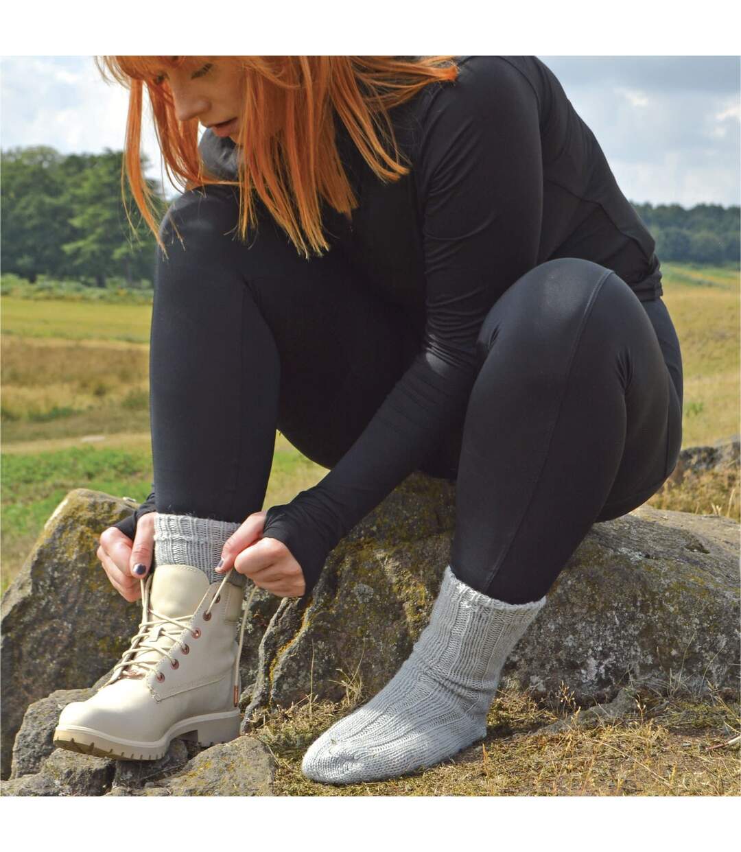 Chaussettes de Lit Femme 100% Laine Chaudes Tricot-4
