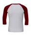Canvas Mens 3/4 Sleeve Baseball T-Shirt (White/Red)