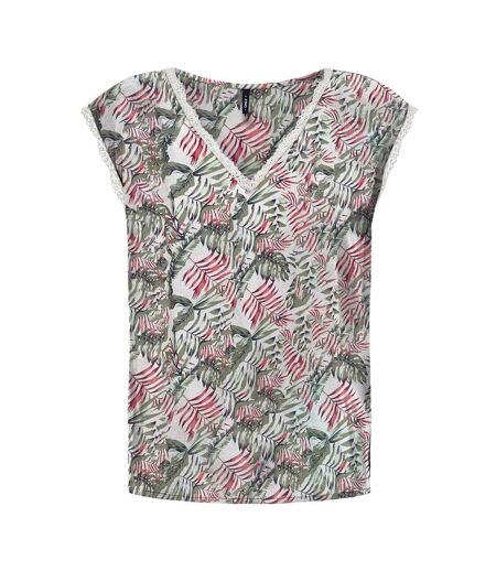 T-Shirt vert/beige femme only selina