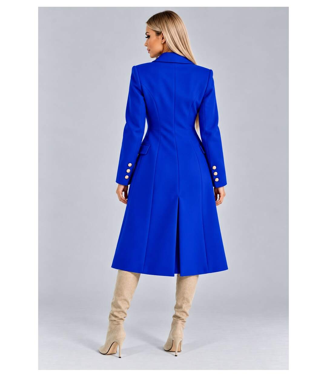Manteau Croisé A Boutons Dorés-3