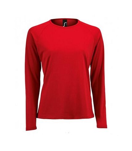 SOLS Womens/Ladies Sporty Long Sleeve Performance T-Shirt (Red)