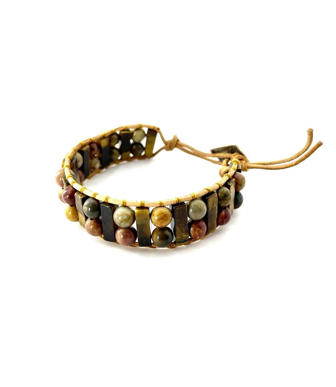 Bracelet Boho en  jaspe et oeil de tigre-2