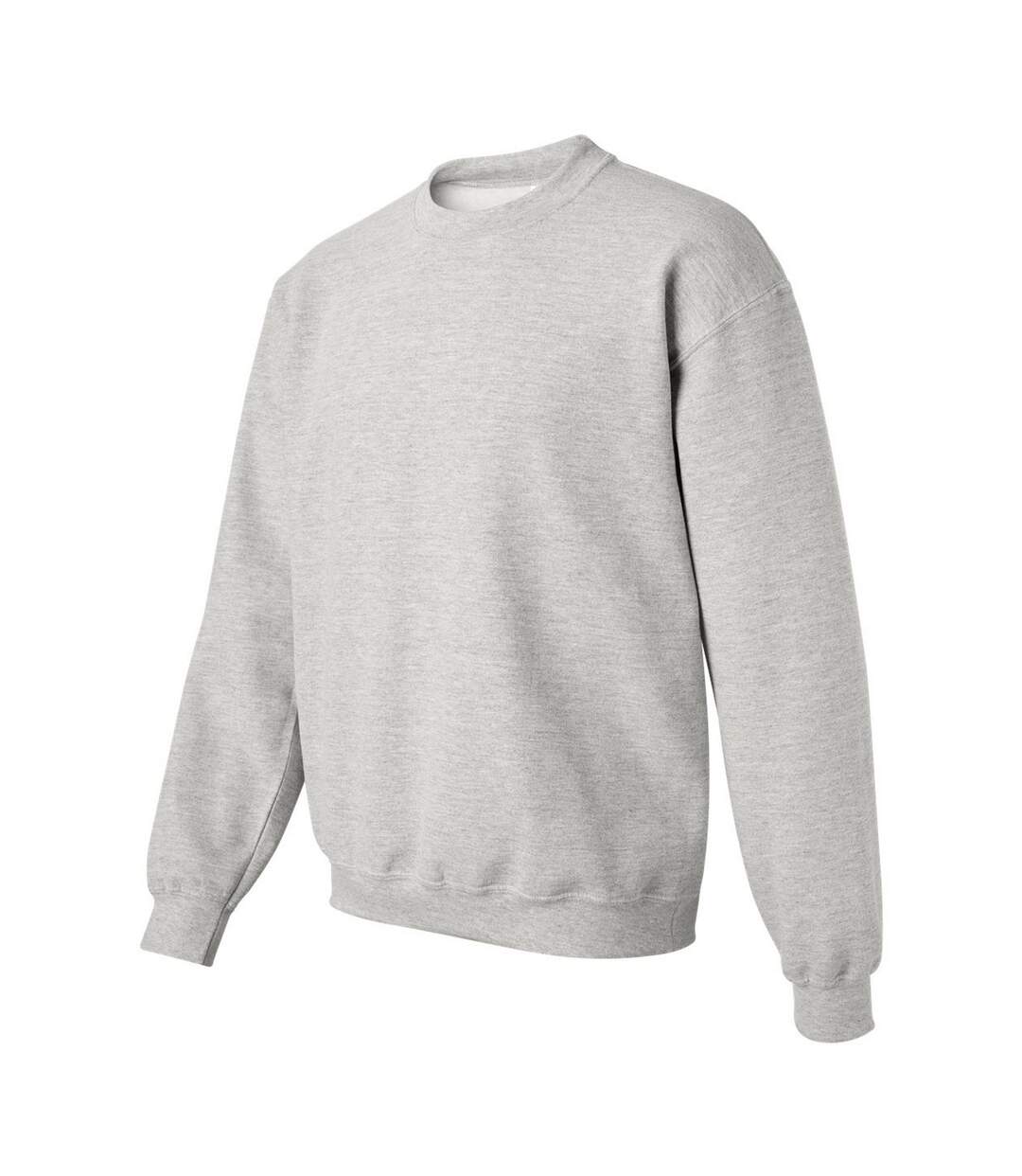 Unisex adult heavy blend crew neck sweatshirt ash grey Gildan-3