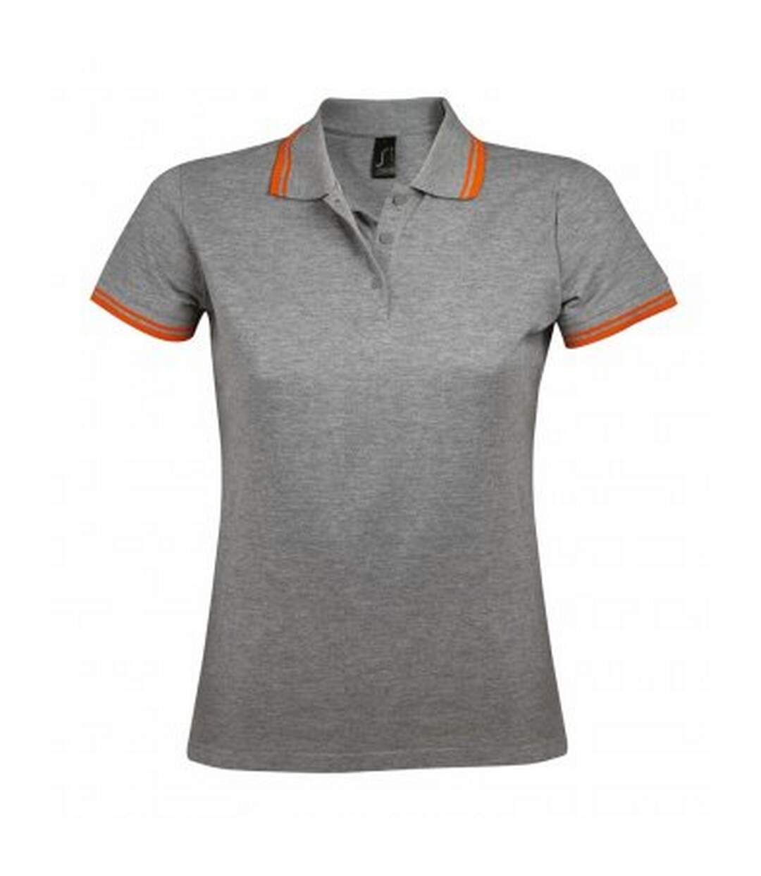 Polo manches courtes pasadena femme gris chiné/orange SOLS