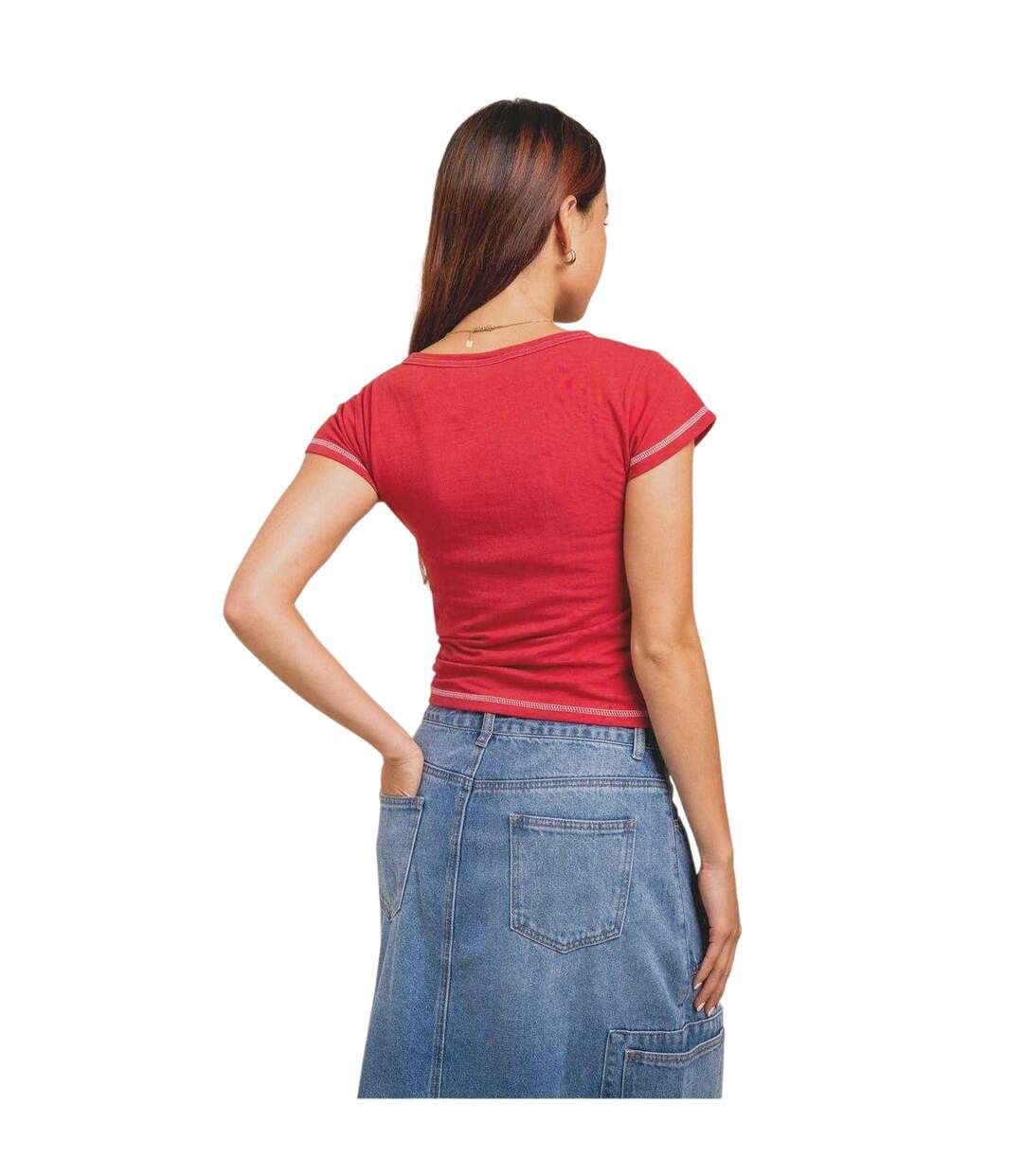 T-shirt Court Motif/style Lettrage Femme Rouge Daisy Street-3