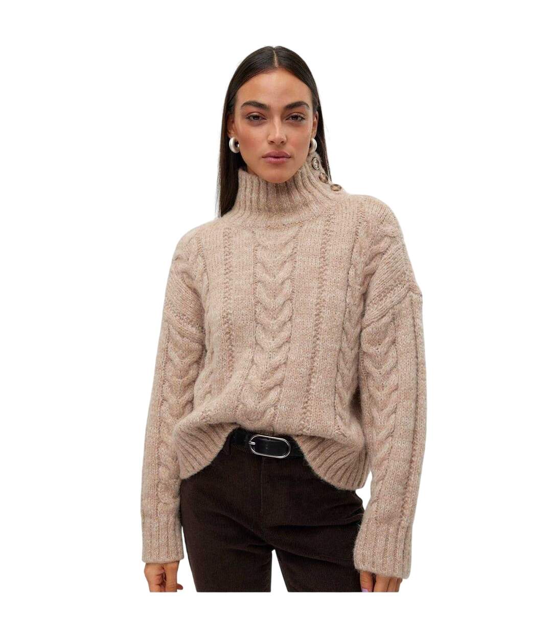 Pull Femme Marron Clair Vero Moda-2