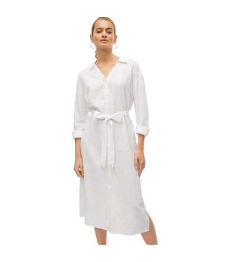 Robe Chemisier Mi-longue Linn Femme Blanc Neige Vero Moda