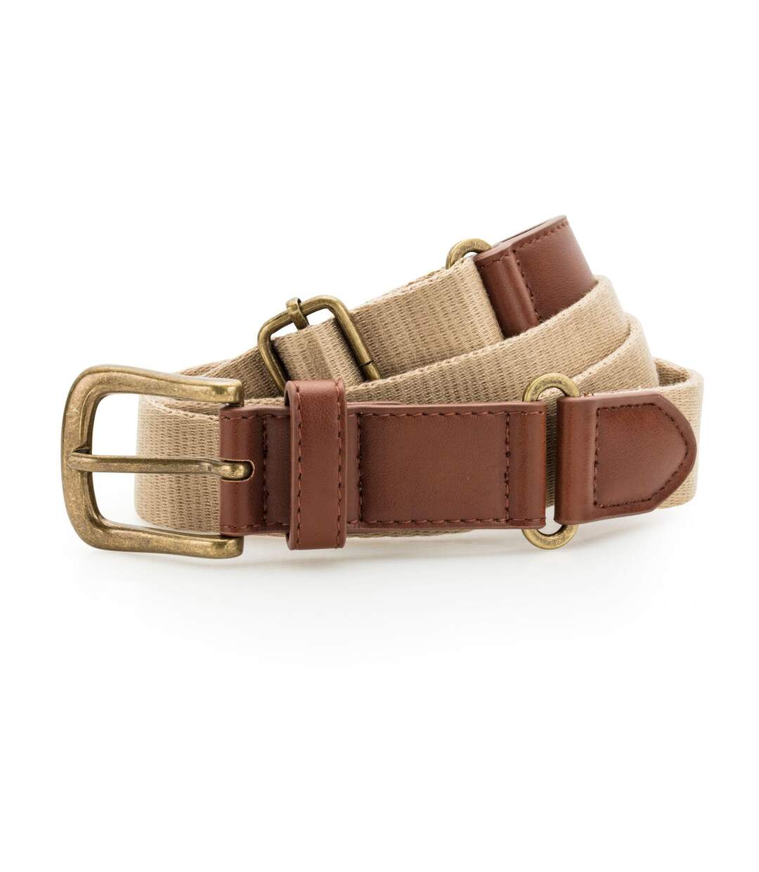 Ceinture en toile et simili cuir - AQ902 - beige