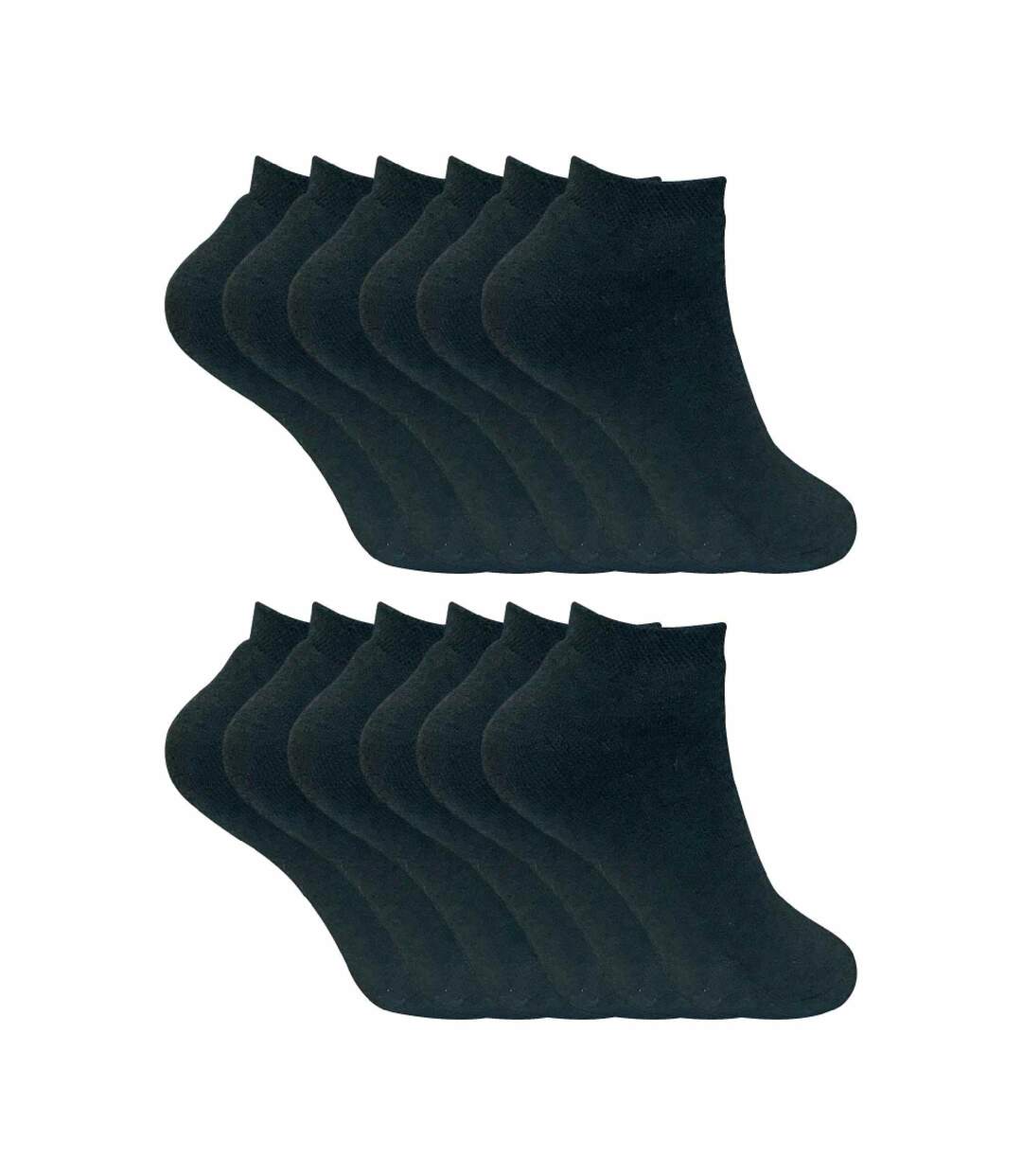 12 Pairs Ladies Cushioned Low Cut Ankle Thermal Trainer Socks-1