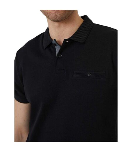Mens Regular Rolled Short Sleeves Polo Shirt Black Threadbare