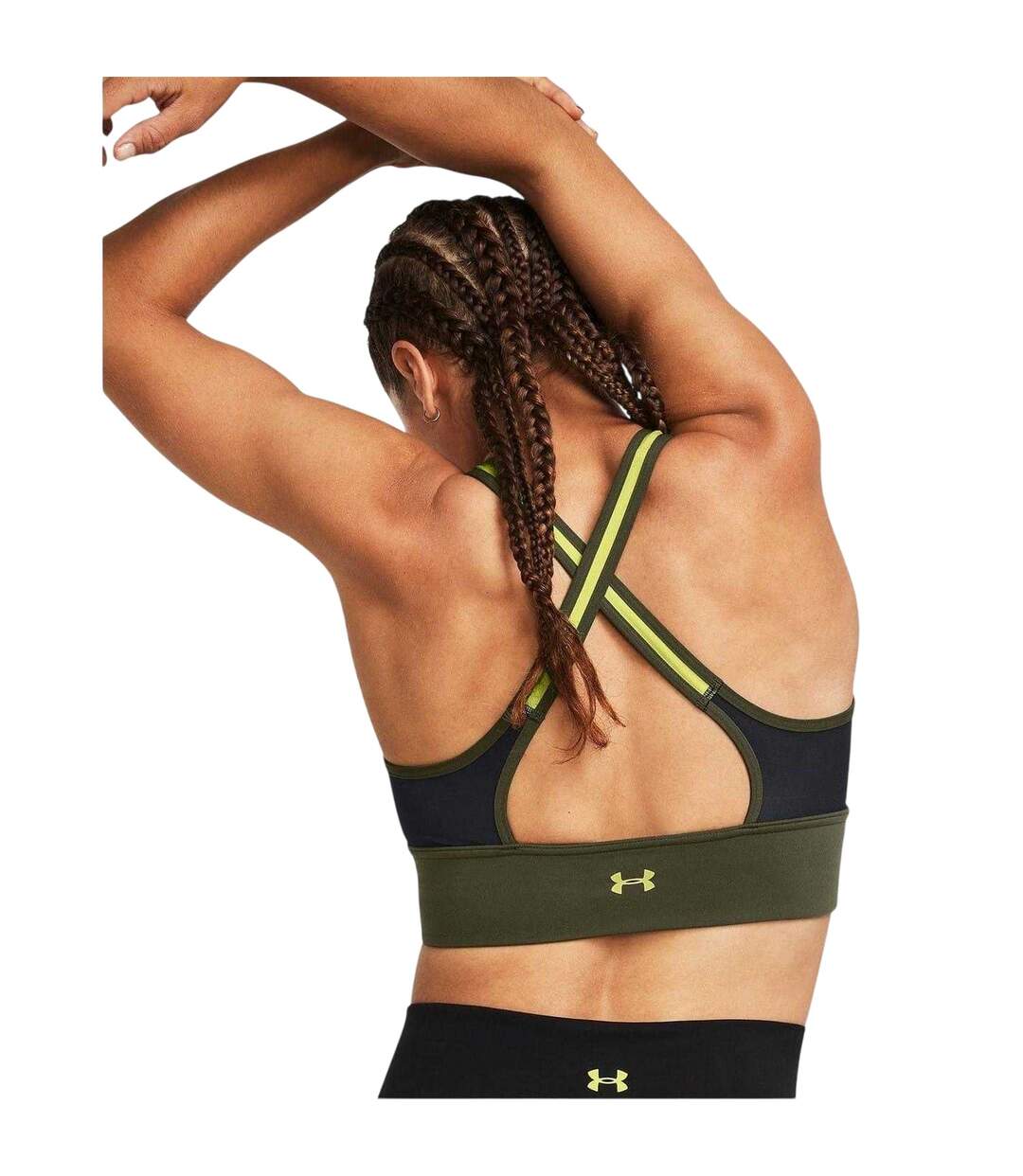 Womens/ladies Compression Sports Bra Black Yellow Under Armour-4