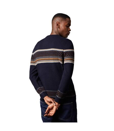 Mens placement stripe crew neck jumper navy Burton
