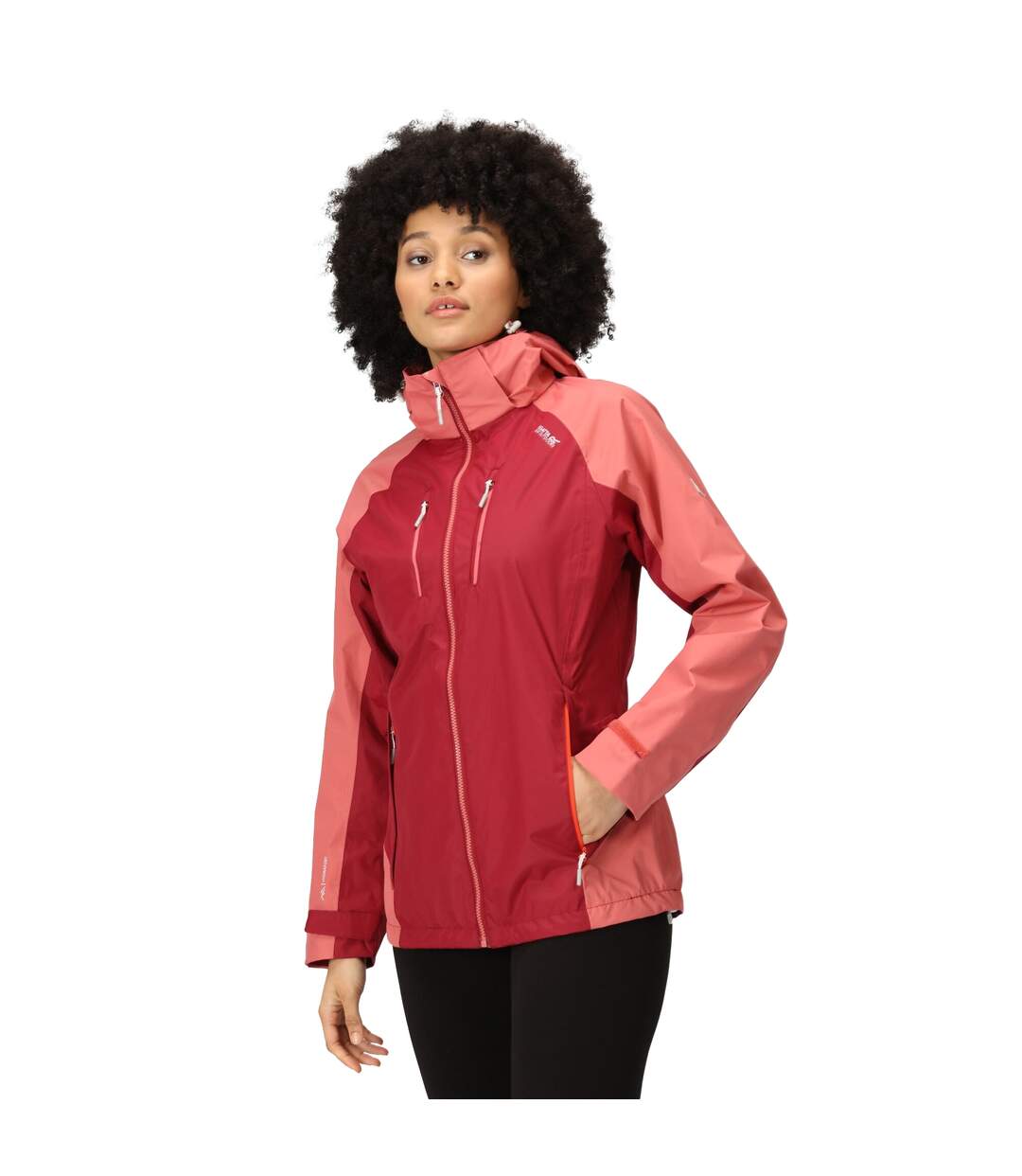 Veste imperméable calderdale femme rouge foncé / corail clair Regatta-3