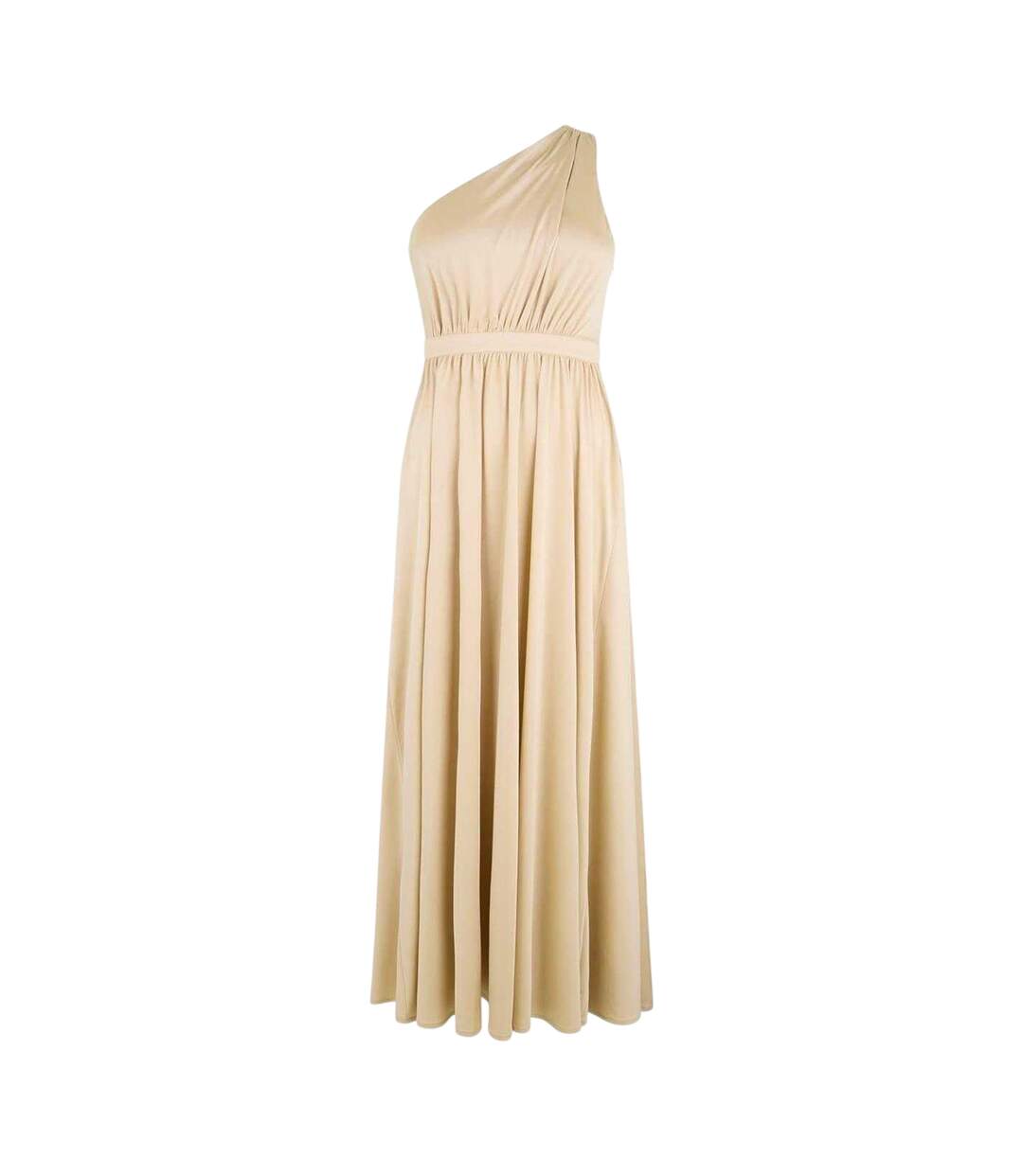 Robe Longue 1 Épaule Mariage Femme Beige Doré Biba-2