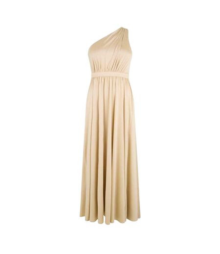 Robe Longue 1 Épaule Mariage Femme Beige Doré Biba