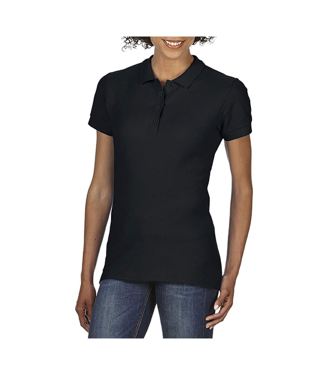 Softstyle polo uni femme noir Gildan