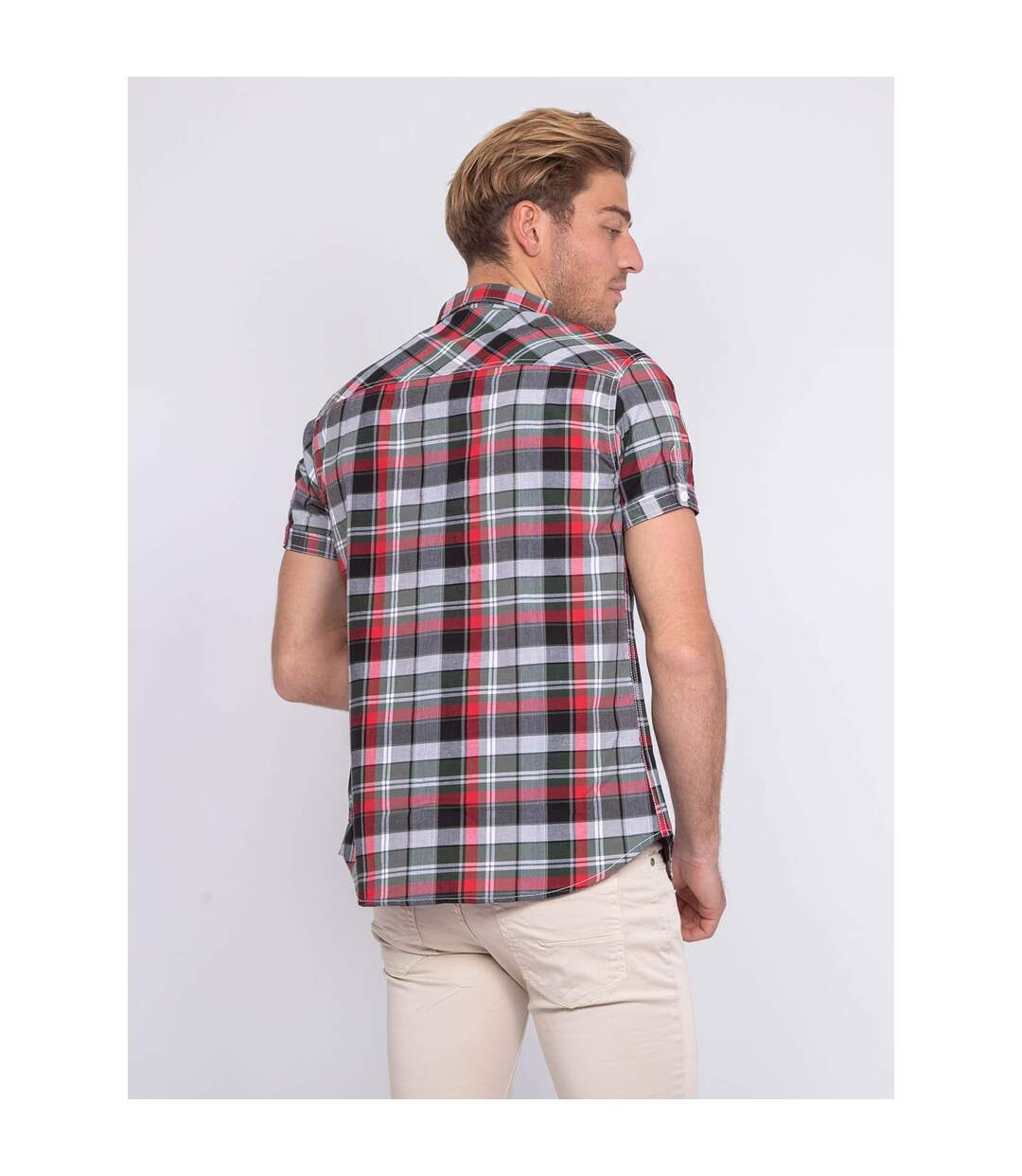 Chemise manches courtes pur coton carreaux DUCCIO-2