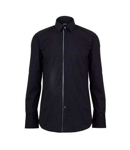 Chemise Manches Longues Motif/style Passepoil Contrasté Homme Noir Boss