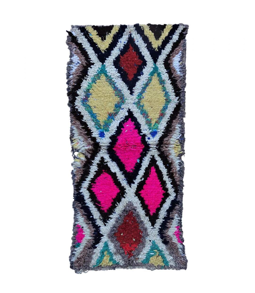 Tapis berbère Fait main BOUCHAROUETTE MENARA Multicolore 85x185 en coton-1