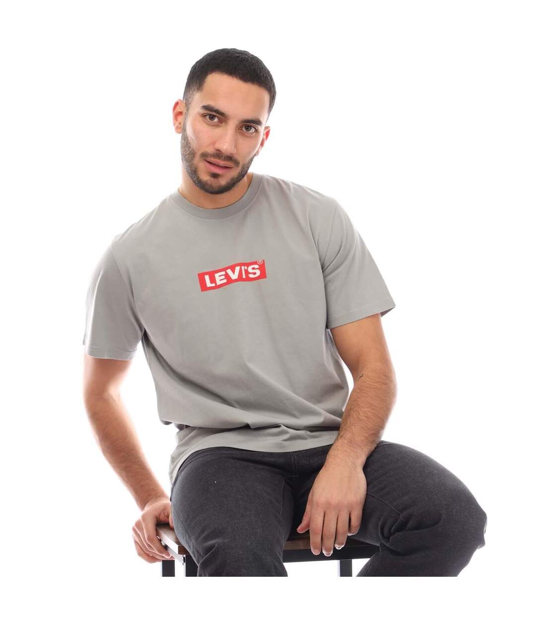 T-shirt Style Logo Rectangulaire Homme Gris Levis-1