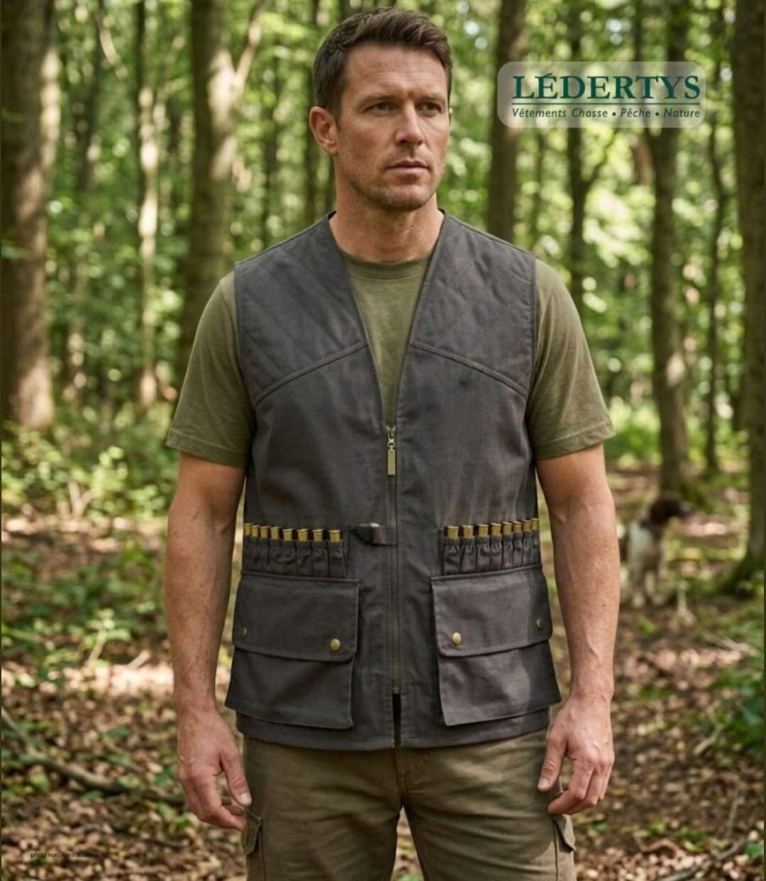 LEDERTYS LY0207 — Gilet de chasse sans manches vert : l'équipement fonctionnel à cartouchière 16 tubes-4